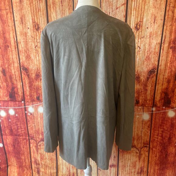 Chico's grey sueded open front jacket size 2/Large (12) polyester - read desc. - Picture 4 of 8